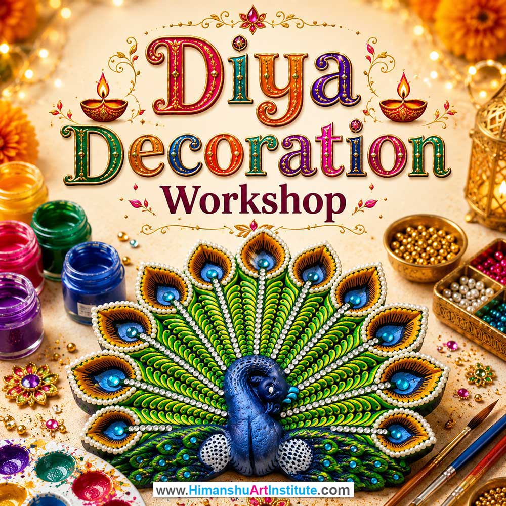 Diya Decoration Workshop for Young and Adults in Delhi, Online Diya Decoration Workshp for Young and Adults, Best Art & Craft Workshop for Adults near Me