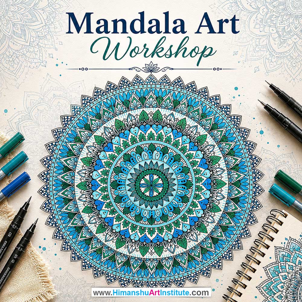 Mandala Art Workshop Mandala Art Workshop for Young and Adults in Delhi, Online Mandala Art Workshp for Young and Adults, Best Art & Craft Workshop for Adults near Me