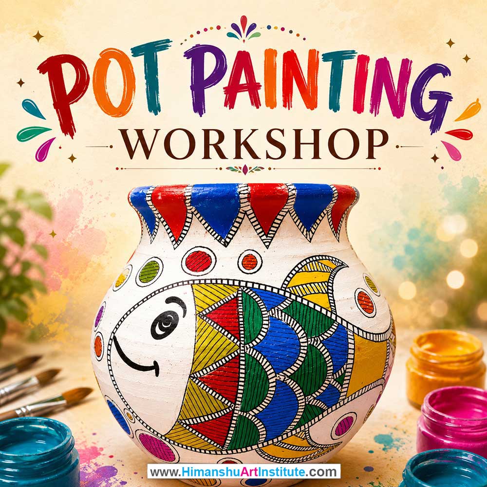 Pot Painting Workshop for Young and Adults in Delhi, Online Pot Painting Workshp for Young and Adults, Best Art & Craft Workshop for Adults near Me