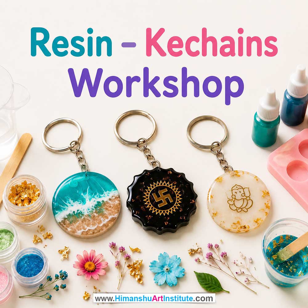 Resin Keychains Workshop for Young and Adults in Delhi, Online Resin Keychains Workshp for Young and Adults, Best Art & Craft Workshop for Adults near Me