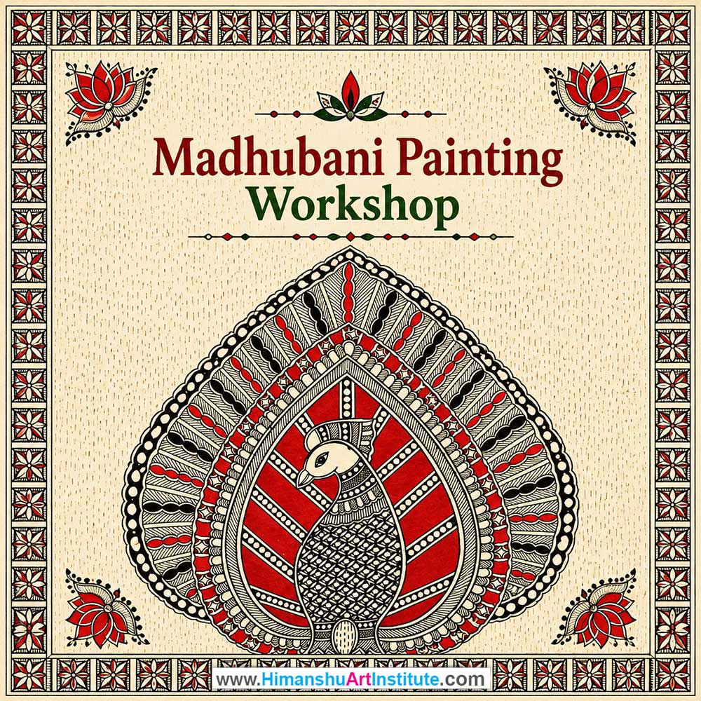 Madhubani Painting Workshop for Foreigners, Madhubani Painting Workshop for Foreigners in Delhi, Online Madhubani Painting Workshop for Foreigners, Indian Folk Art Classes for Foreigners, Indian Art Workshop for Foreigners, Himanshu Art Institute