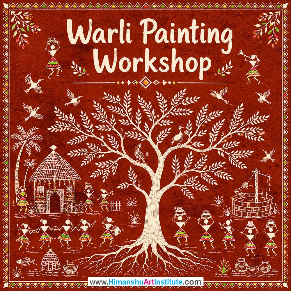 Warli Painting Workshop for Foreigners Warli Painting Workshop for Foreigners, Warli Painting Workshop for Foreigners in Delhi, Online Warli Painting Workshop for Foreigners, Indian Folk Art Classes for Foreigners, Indian Art Workshop for Foreigners, Himanshu Art Institute