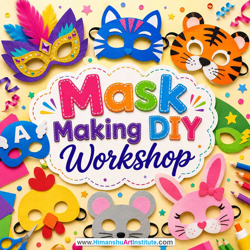Mask Making DIY Workshop for Kids and Children Mask Making DIY Workshop for Kids and Children in Delhi, Online Mask Making DIY Workshp for Kds, Best Art & Craft Workshop for Children near Me