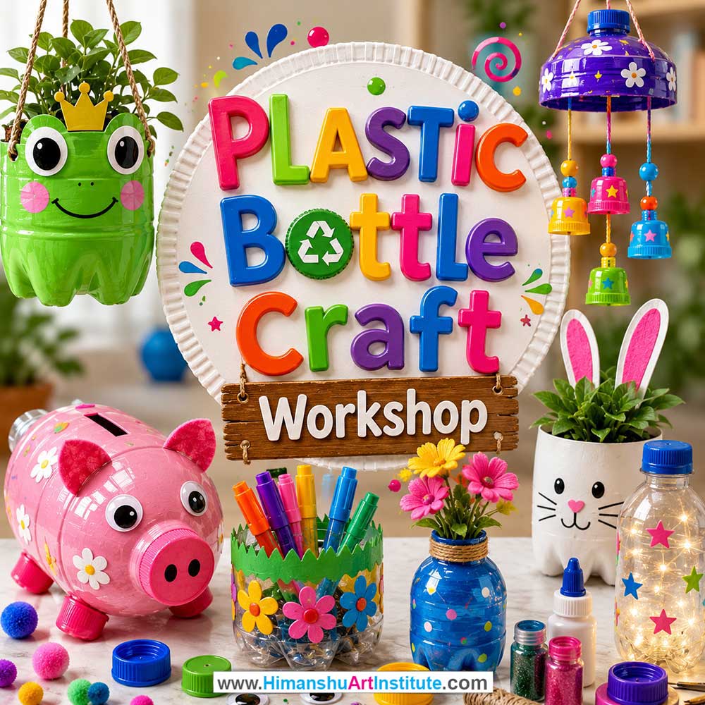 Plastic Bottle Craft Workshop for Kids and Children Plastic Bottle Craft Workshop for Kids and Children in Delhi, Online Plastic Bottle Craft Workshp for Kds, Best Art & Craft Workshop for Children near Me