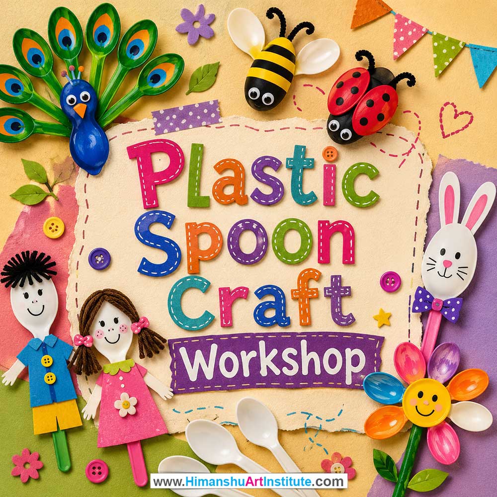 Plastic Spoon Craft Workshop for Kids and Children Plastic Spoon Craft Workshop for Kids and Children in Delhi, Online Plastic Spoon Craft Workshp for Kds, Best Art & Craft Workshop for Children near Me