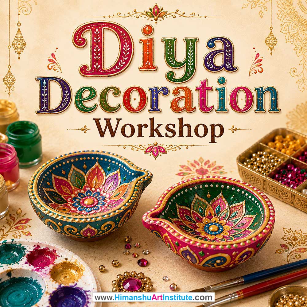 Diya Decoration Workshop Women in Delhi, Diya Decoration Workshop for Ladies in Delhi, Diya Decoration Workshop for Girls in Delhi, Online Diya Decoration Workshp for Women, Best Art & Craft Workshop for Ladies near Me