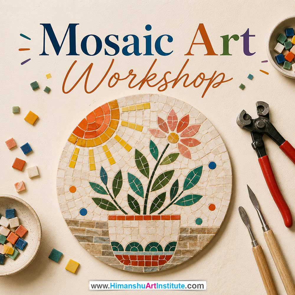 Mosaic Art Workshop Women in Delhi, Mosaic Art Workshop for Ladies in Delhi, Mosaic Art Workshop for Girls in Delhi, Online Mosaic Art Workshp for Women, Best Art & Craft Workshop for Ladies near Me