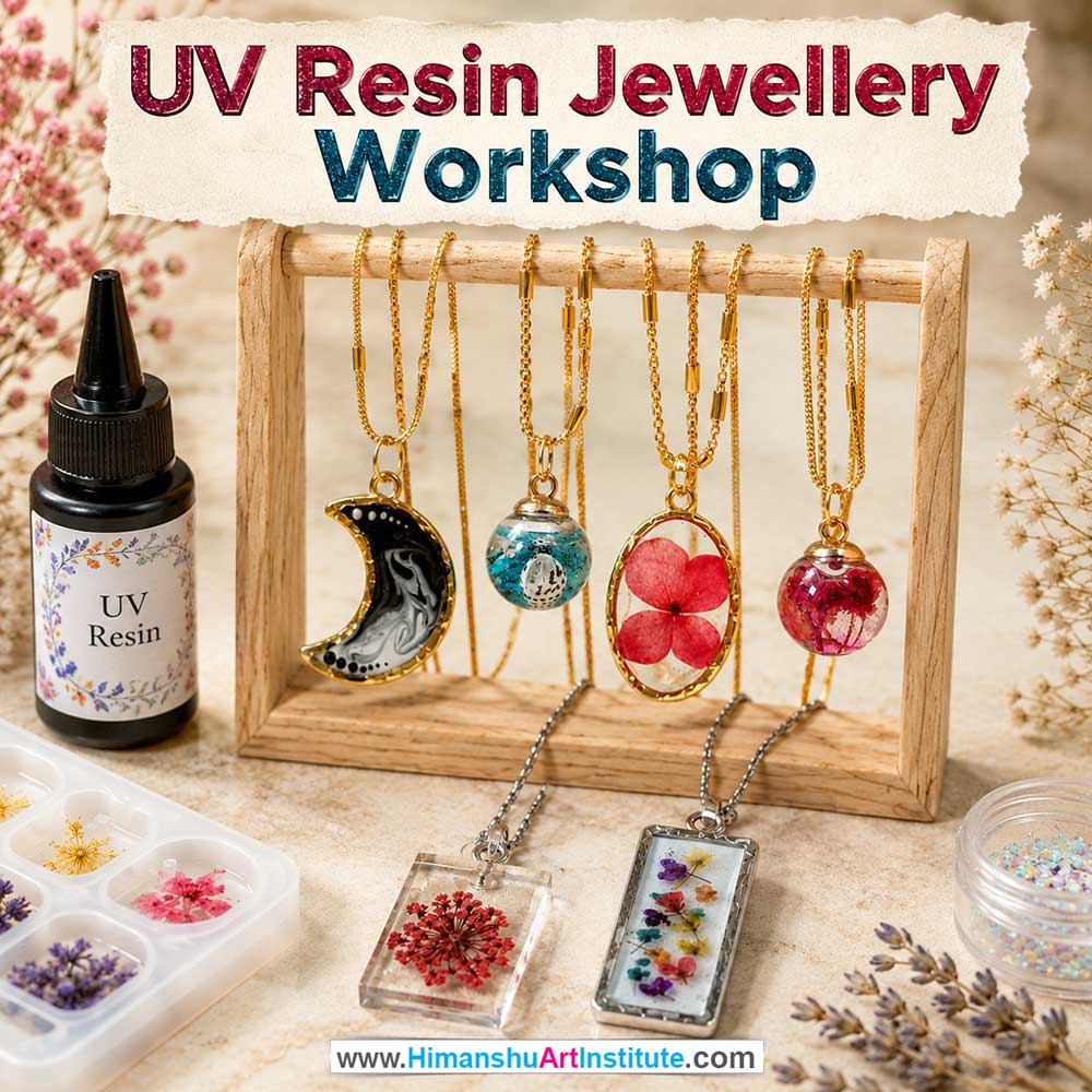 UV Resin Jewellery Workshop Women in Delhi, UV Resin Jewellery Workshop for Ladies in Delhi, UV Resin Jewellery Workshop for Girls in Delhi, Online UV Resin Jewellery Workshp for Women, Best Art & Craft Workshop for Ladies near Me