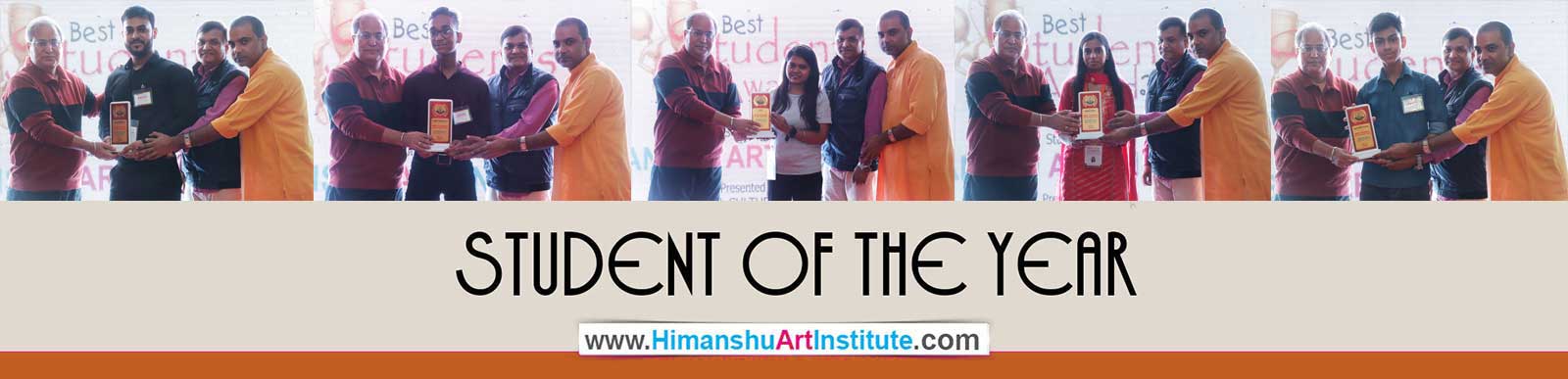 Students of the Year - Akash Maurya was Awarded Best Student for Fine Arts 2019, Abhishek Bisht was Awarded Best Student for Drawing & Painting 2019, and Bindu Kohli was Awarded Best Student for Drawing & Painting 2019 at Himanshu Art Institute