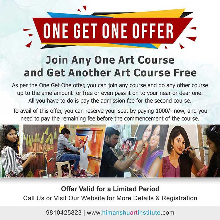 Join Any One Art Course Like Fine Arts, Painting, Applied Art, Sketching, Art & Crafts, or Indian Art, at Himanshu Art Institute and Get Another Art Course Free, Free Art Classes, Online Free Art Courses