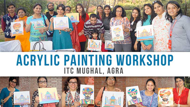 Drawing, Painting, Art & Craft Workshop and Fun Activities for corporate empoyees, Kids, Schools, Colleges, Institutes, Art & Craft Stall in Malls, Art Fair, Delhi, Gurugram, Noida, Chandigarh, India, Acrylic Painting Workshop at ITC Mughal, Agra, India, Art & Craft Workshop for Corporate Companies, Employees, Kids in Gurugram, Noida, Chandigarh, India