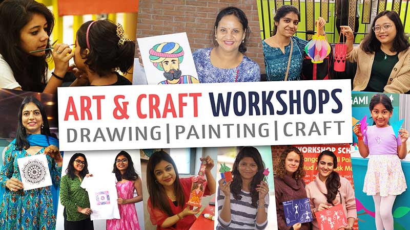 Drawing, Painting, Art & Craft Workshop and Fun Activities for corporate empoyees, Kids, Schools, Colleges, Institutes, Art & Craft Stall in Malls, Art Fair, Delhi, Gurugram, Noida, Chandigarh, India, NGO, Club, Parties
