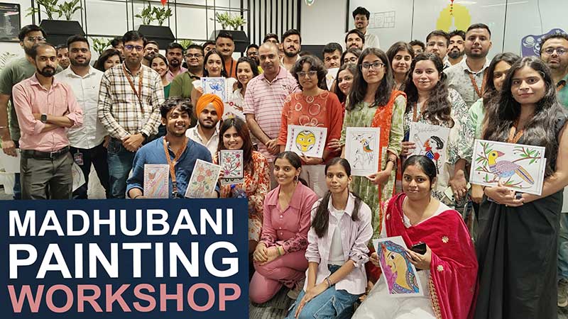 Drawing, Painting, Art & Craft Workshop and Fun Activities for corporate empoyees, Kids, Schools, Colleges, Institutes, Art & Craft Stall in Malls, Art Fair, Delhi, Gurugram, Noida, Chandigarh, India, Madhubani Painting Workshop for WPP in DLF Gurugram, India, Employee Engagement Activities with Fun