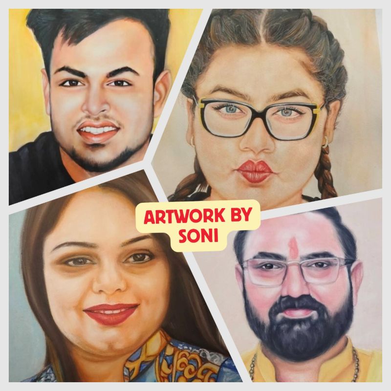 oil painting, portrait art, student artwork, HAI Wall, Himanshu Art Institute, realistic portrait, oil colour painting, art gallery, Indian artist, Soni artwork, Expressive Portrait Collection in Oil Colours | Artwork by Soni