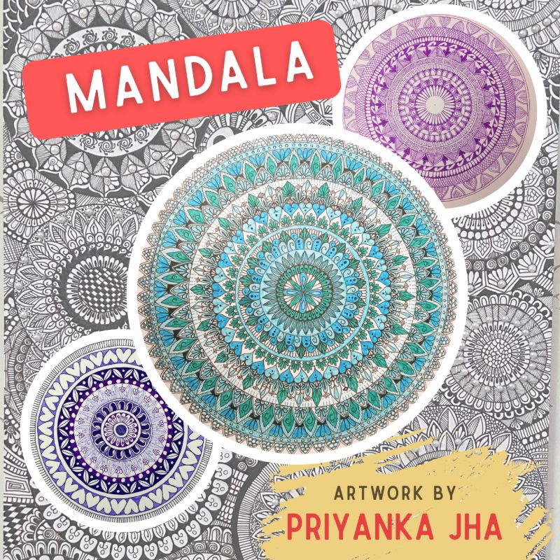 mandala art, mandala design, priyanka jha artwork, hai wall, art institute india, detailed mandala, geometric art, indian art, alumni artwork, creative design, Intricate Mandala Magic by Priyanka Jha