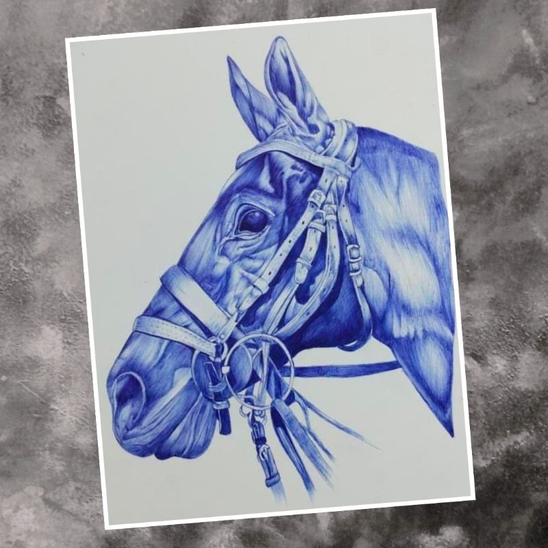Horse painting using ball pen, #horse #art #painting #pen #penwork, Horse painting using ball pen