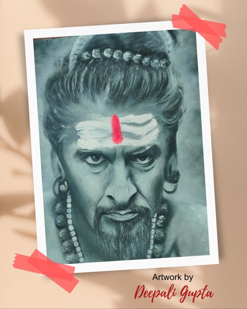 charcoal portrait art, Deepali Gupta artwork, expressive charcoal drawing, realistic portrait sketch, fine art portrait, spiritual charcoal artwork, handmade portrait art, black and white drawing, Ind, Mystical Charcoal Portrait