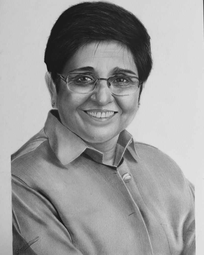 Portrait drawing of Kiran Bedi